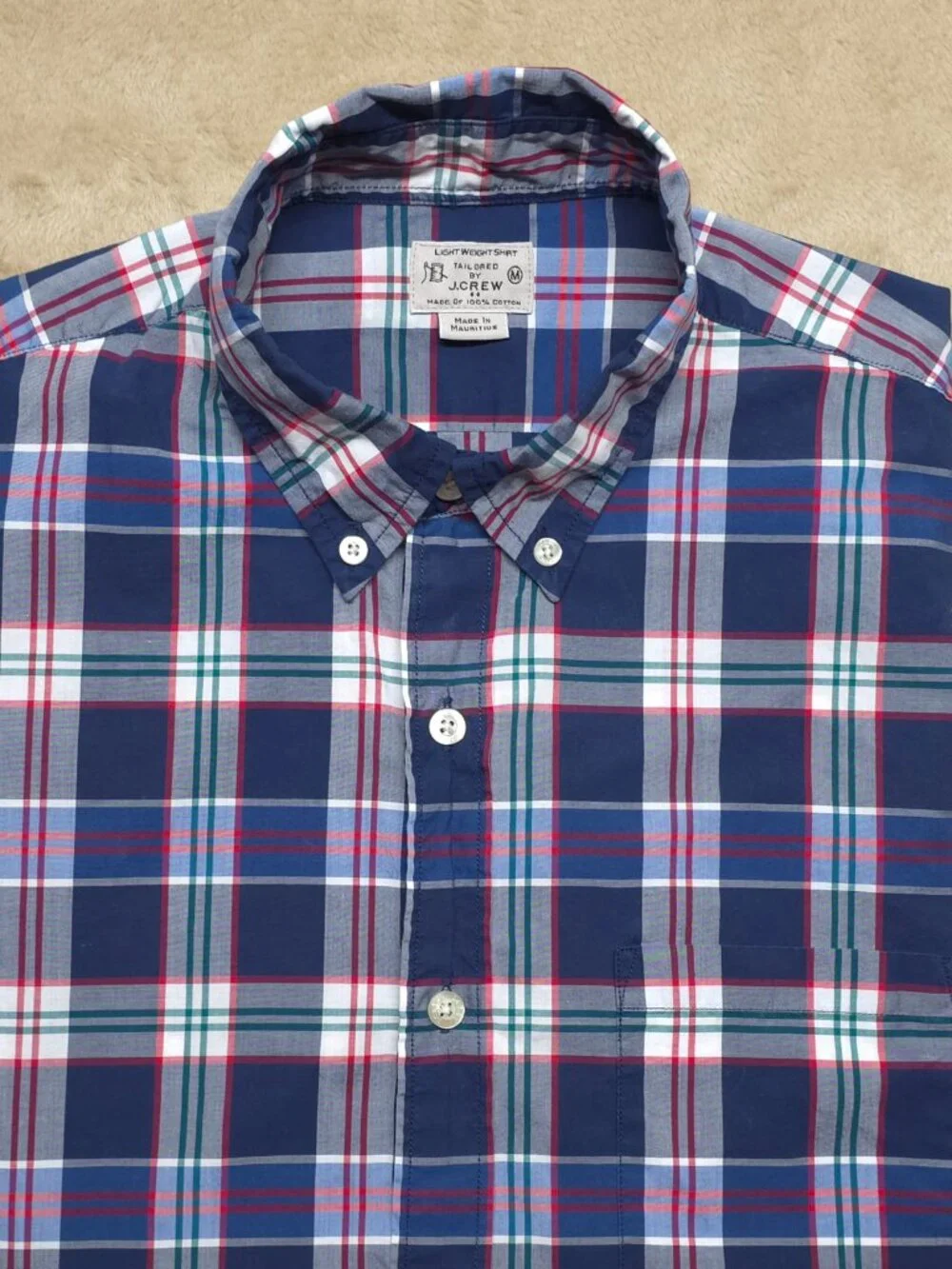 J.Crew Lightweight Tailored Blue Plaid Button Down Shirt Medium